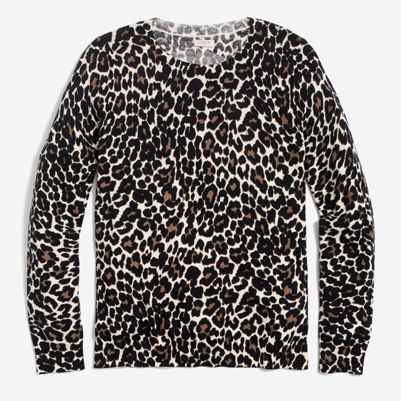 J Crew Leopard Teddie Sweater Size Medium - Picture 1 of 4